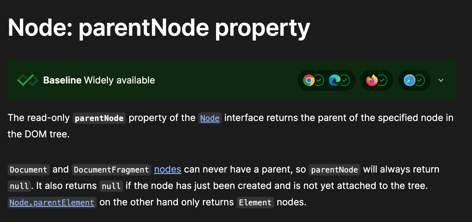 Node对于parentNode的描述